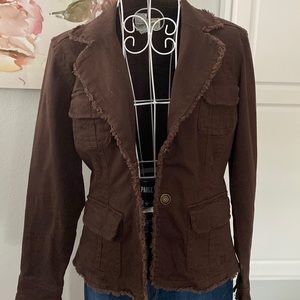 Brown Live a Little denim jacket small